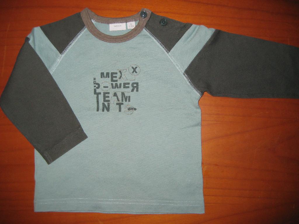 Groen/blauw Mexx shirt, 80, Kinderen en Baby's, Babykleding | Maat 80, Ophalen of Verzenden, Zo goed als nieuw, Jongetje, Shirtje of Longsleeve