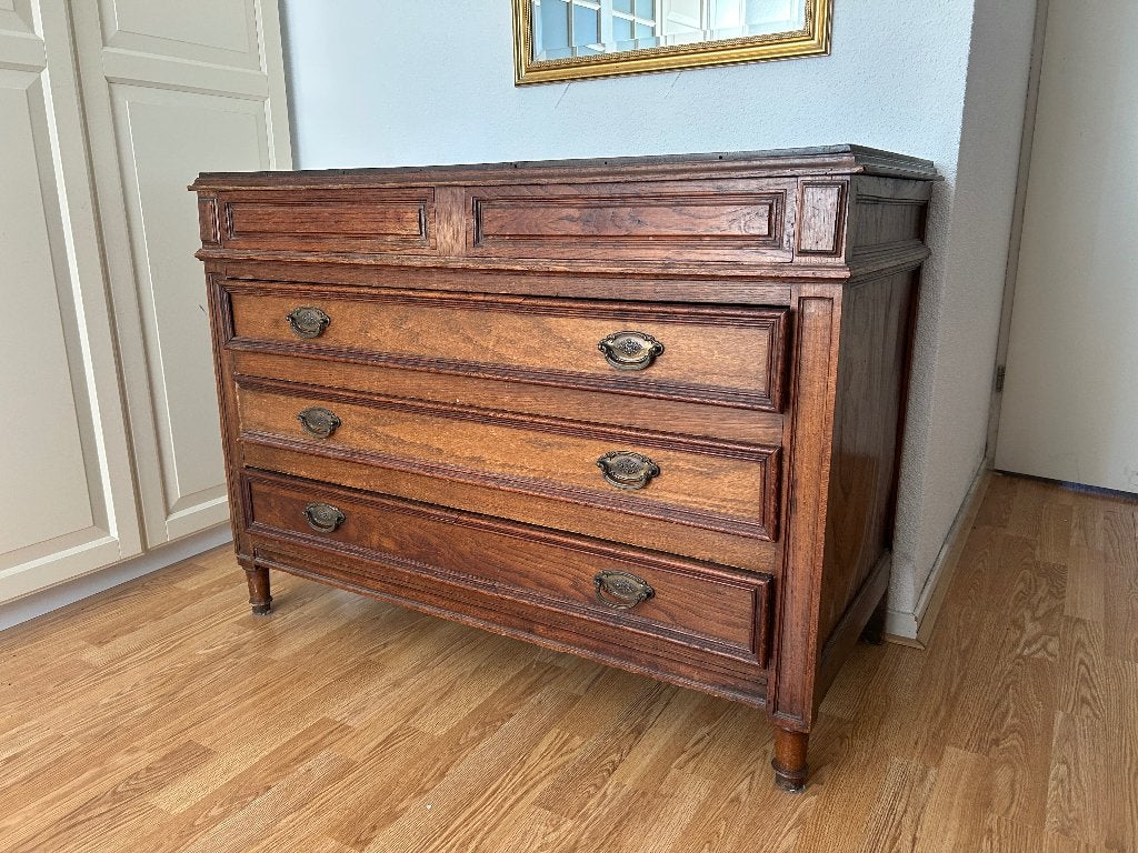 Antieke houten commode met 3 laden, Antiek en Kunst, Antiek | Meubels | Kasten, Ophalen
