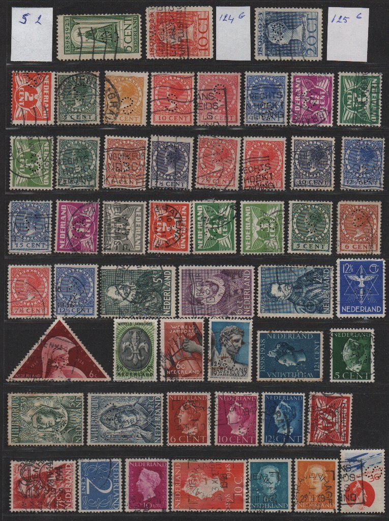 Perfins Nederland  - - -   52  zegels met  Perfin  S 2, Postzegels en Munten, Postzegels | Nederland, Verzenden, Gestempeld