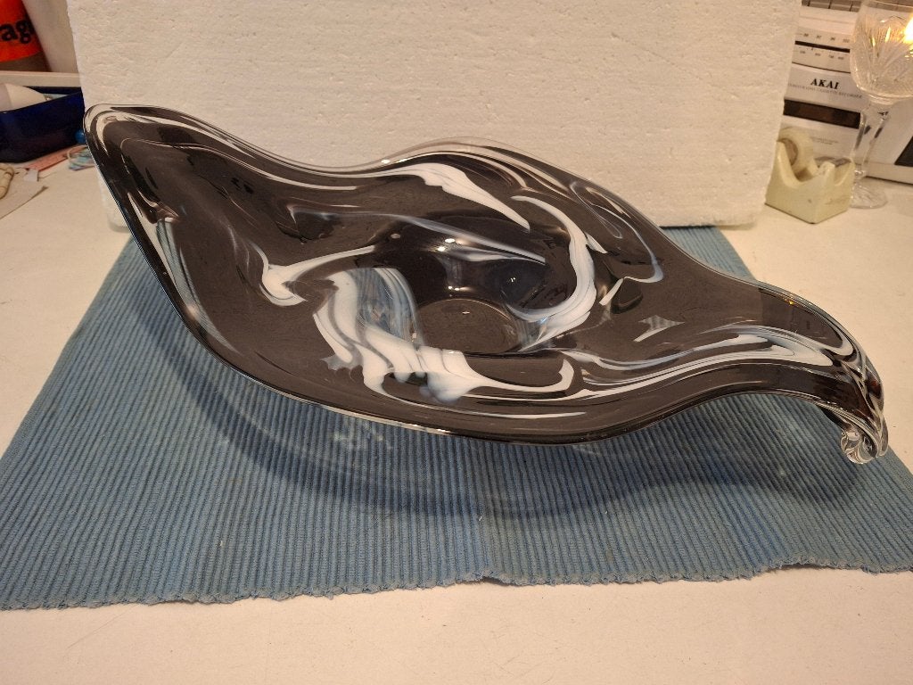RGH - Romische Glashutte - mooie zwart /witte glazen schaal, Antiek en Kunst, Ophalen of Verzenden