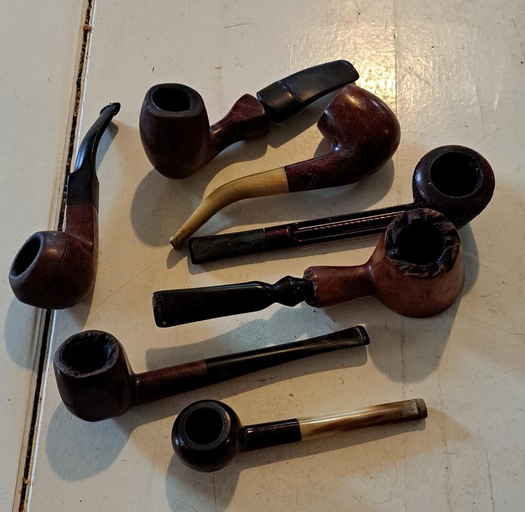 7 Oude Pijpenstelen: Anderson, Big Ben, Woodart, Falcon, Lin, Verzamelen, Rookartikelen, Aanstekers en Luciferdoosjes, Ophalen of Verzenden