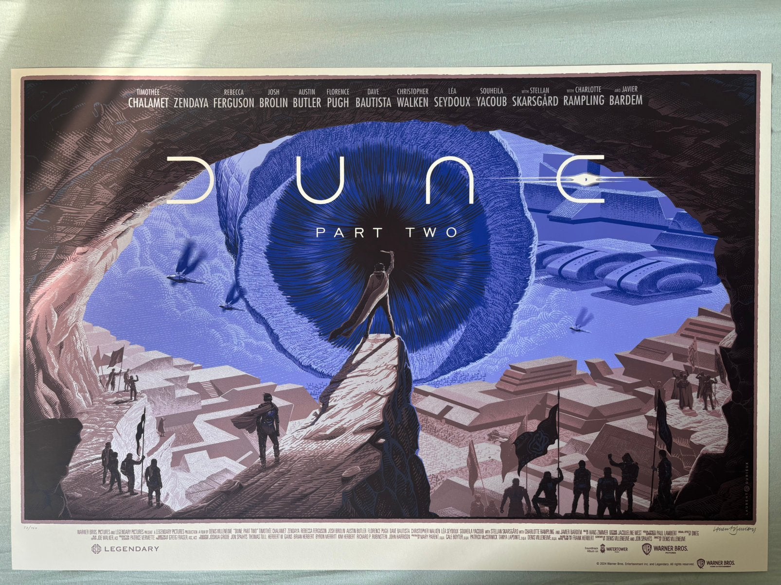 Dune: Part Two zeefdruk, gesigneerd Laurent Durieux 22/150, Ophalen of Verzenden, Nieuw, Rechthoekig Liggend, Film en Tv