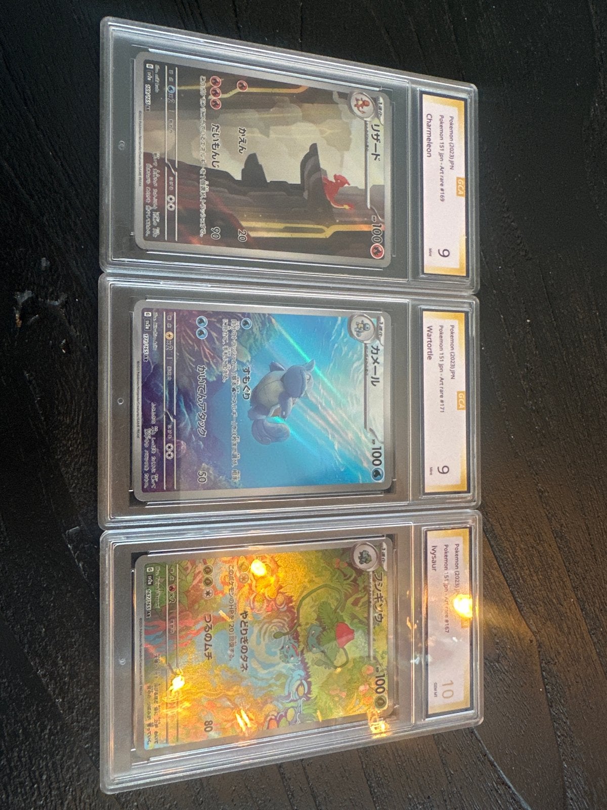 Charmeleon, Wartortle, Ivysaur Japanse Art Rare Graded Set, Ophalen of Verzenden, Zo goed als nieuw, Meerdere kaarten, Foil
