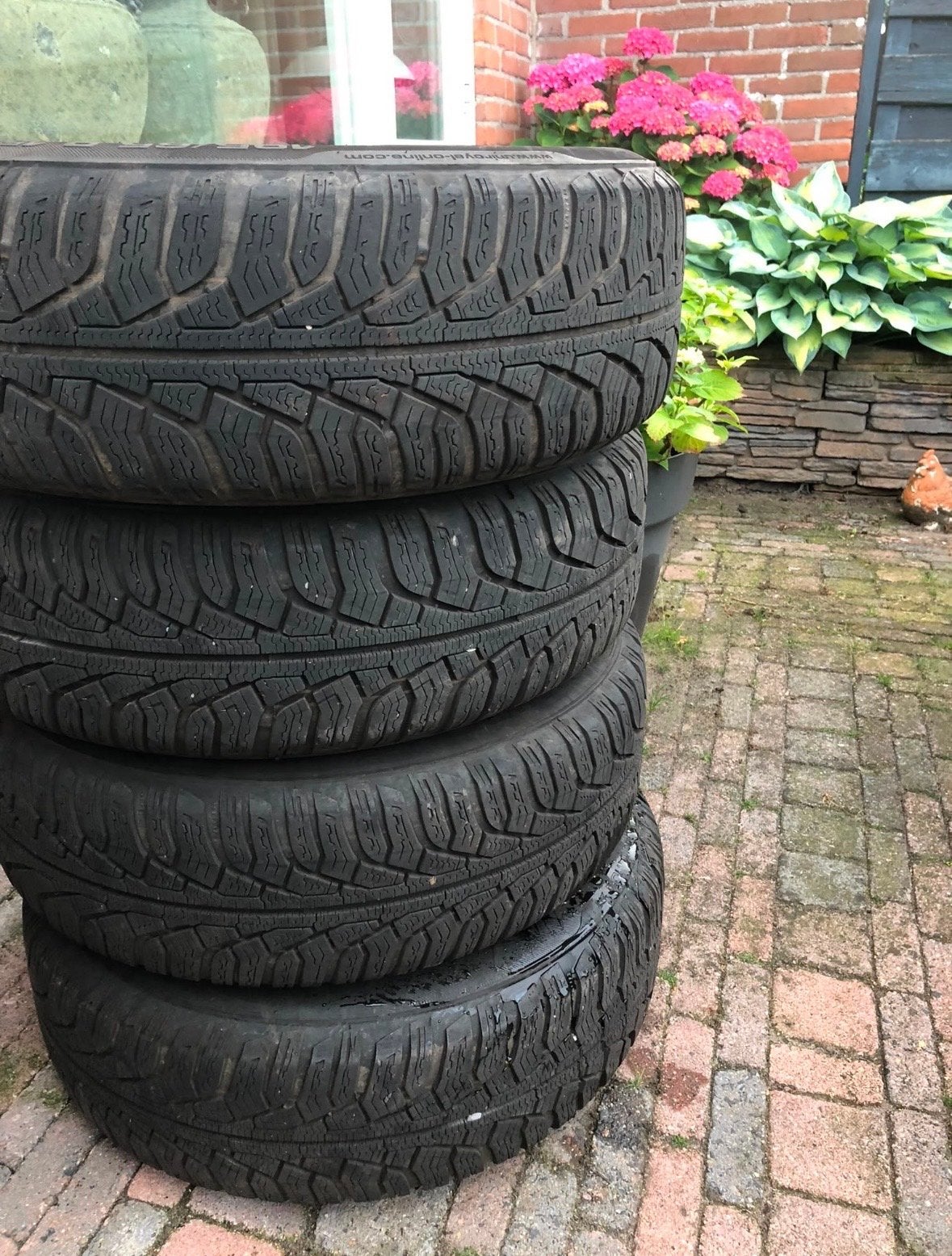 4x Uniroyal MS Ford banden op fstalen velgen, Ophalen, Gebruikt