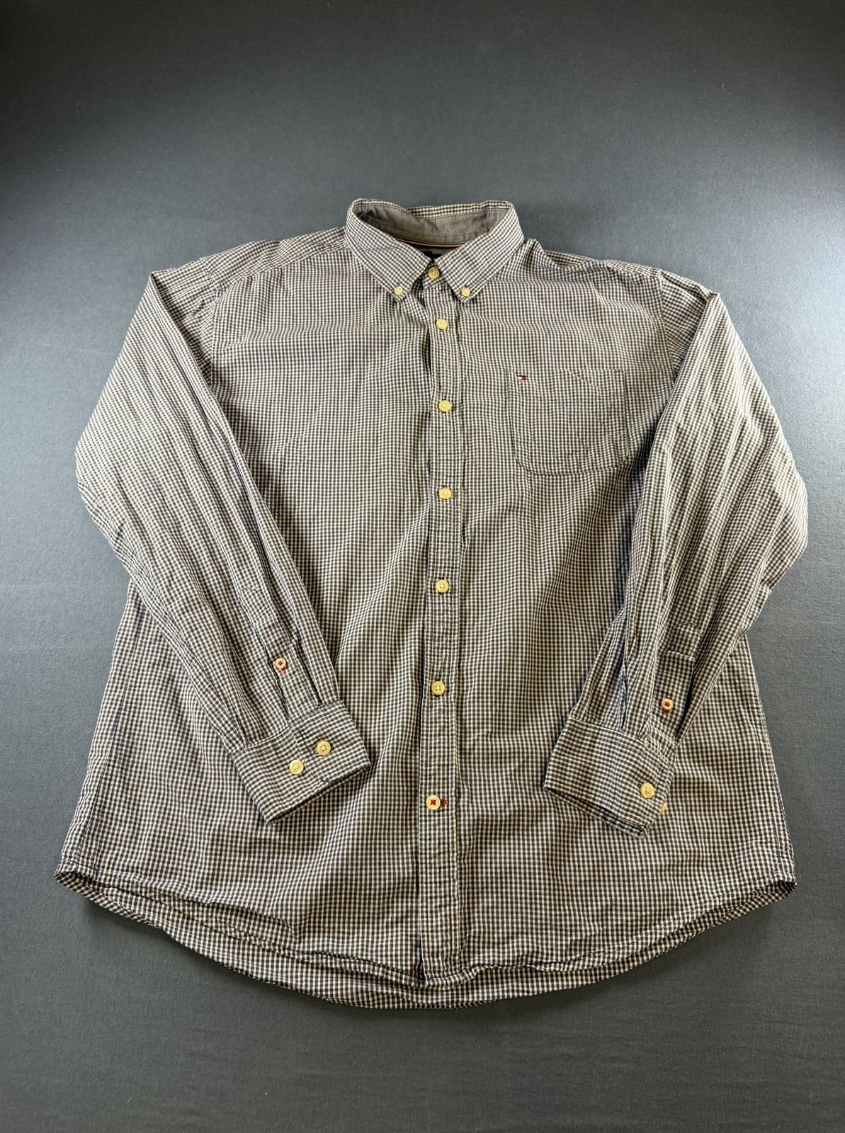 Tommy Hilfiger overhemd blauw geruit maat XL button-down, Tommy Hilfiger Europe B.V., Danzigerkade 165, 1013 AP Amsterdam, Nederland