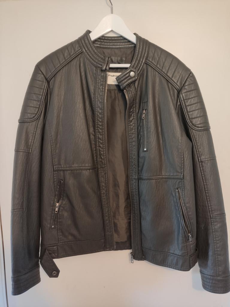Madness Bikerjack - Stoere leren look jas maat L, Maat 52/54 (L), Zwart, Ophalen of Verzenden, Gedragen