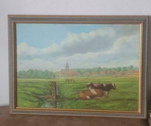 Schilderij gezicht op Blokzijl Jan Klinkert (geb. 1902)., Ophalen