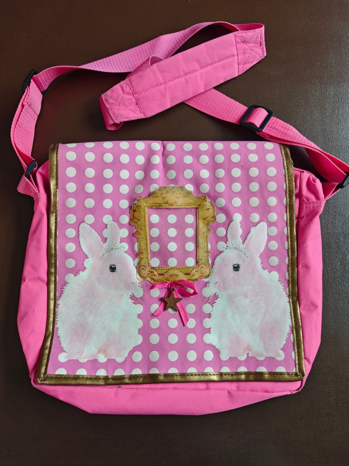 Roze tas met konijnen afgebeeld, Ophalen of Verzenden, Gebruikt, Roze, Rugtas