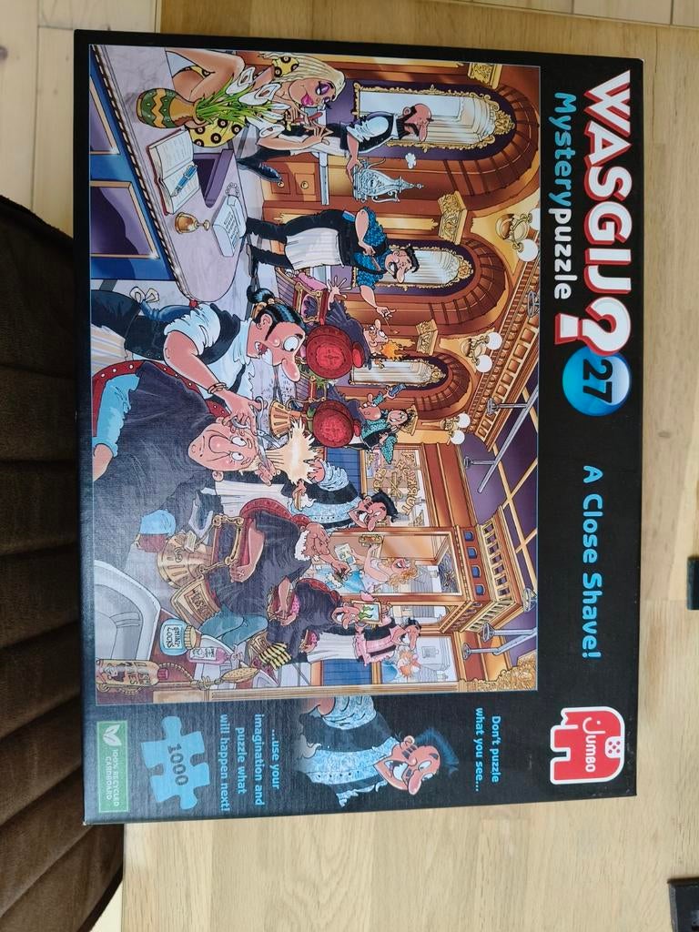 WASGIJ? 27 A Close Shave! Mystery Puzzel 1000 stukjes, Ophalen of Verzenden, 500 t/m 1500 stukjes, Gebruikt, Legpuzzel