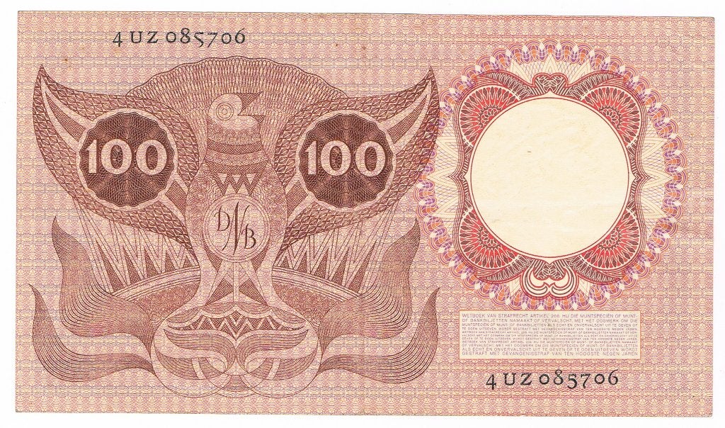 100 gulden 2 februari 1953 Erasmus, Ophalen of Verzenden, 100 gulden, Los biljet
