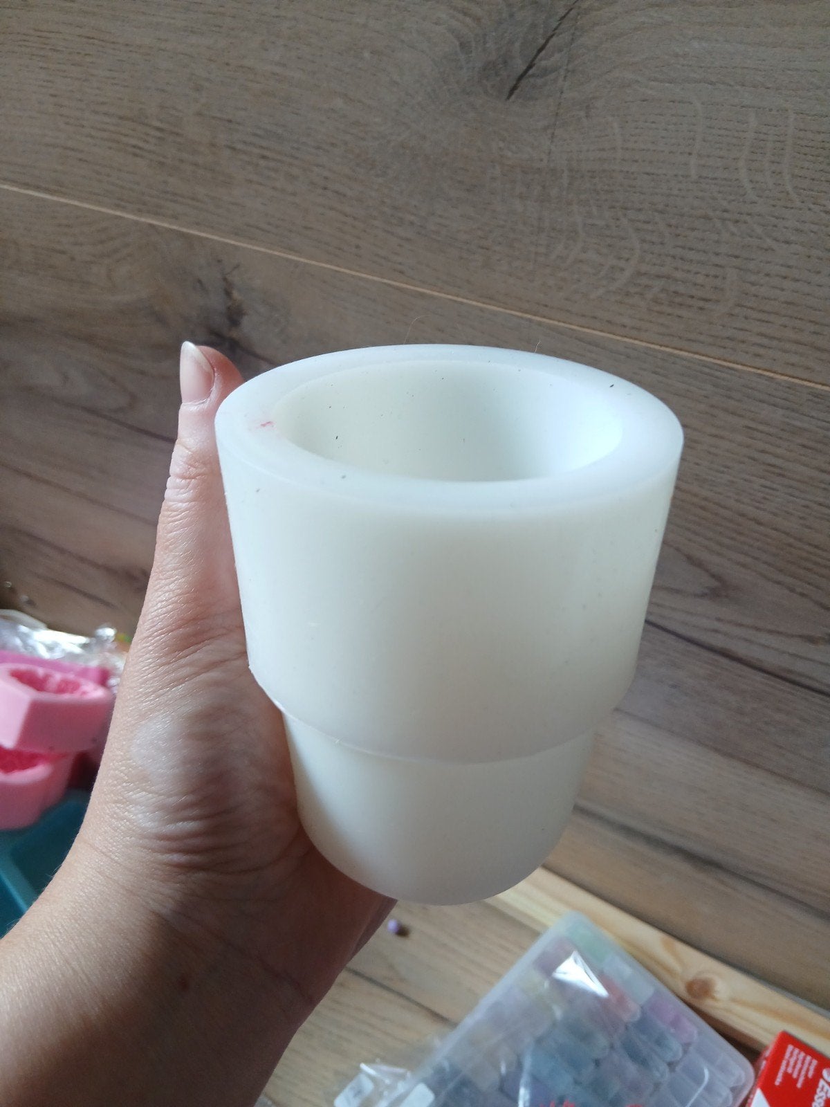 Siliconen mal voor epoxy beker/potje, Ophalen