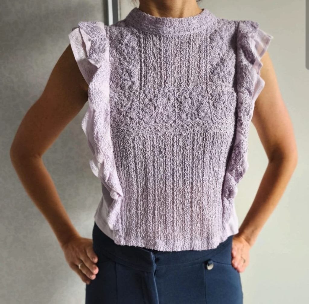 Mango lila gebreide blouse XS/34, Kleding | Dames, Mango, Verzenden, Paars, Zo goed als nieuw