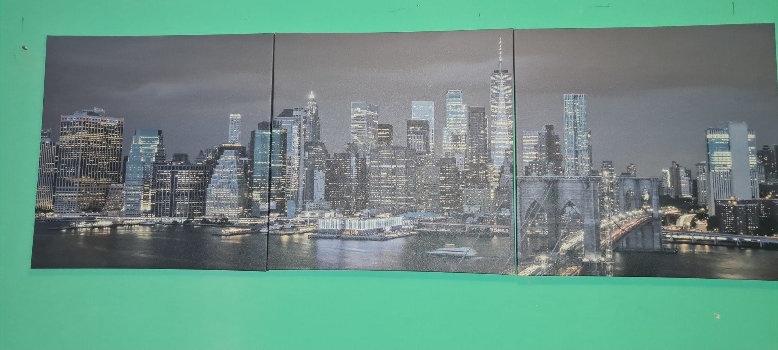 3-delige New York Skyline wanddecoratie, Huis en Inrichting, Ophalen, Gebruikt, Schilderij, Meerkleurig
