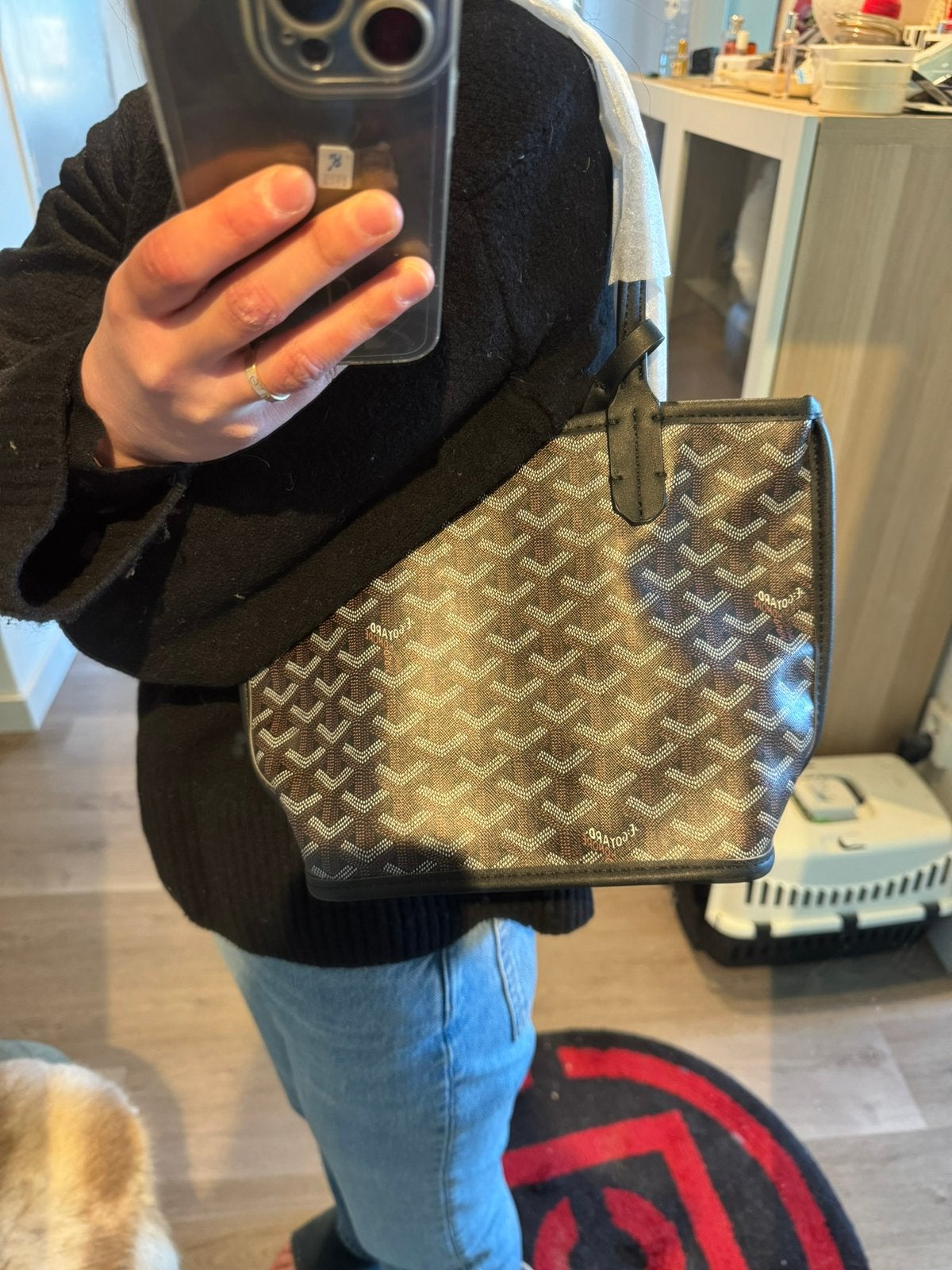 Goyard Bag Black Mini Tote Bag, Sieraden, Tassen en Uiterlijk, Tassen | Damestassen, Ophalen of Verzenden, Nieuw, Zwart, Shopper