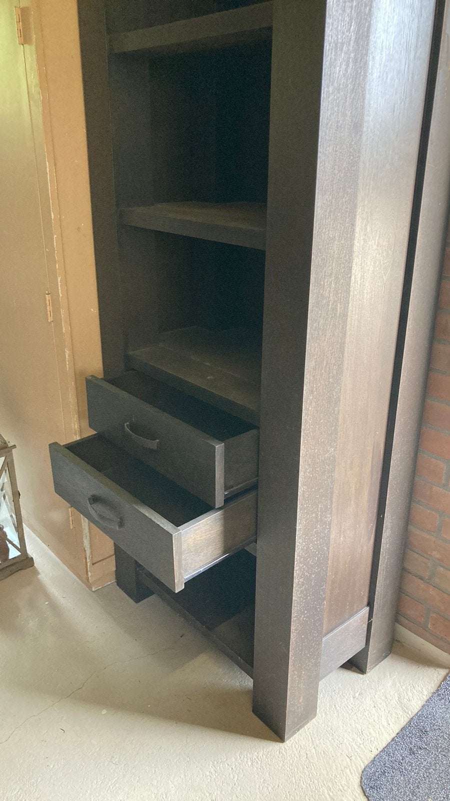 Mooie donkerbruine open kast met lades, Huis en Inrichting, Ophalen, 50 tot 100 cm, Zo goed als nieuw, Minder dan 100 cm