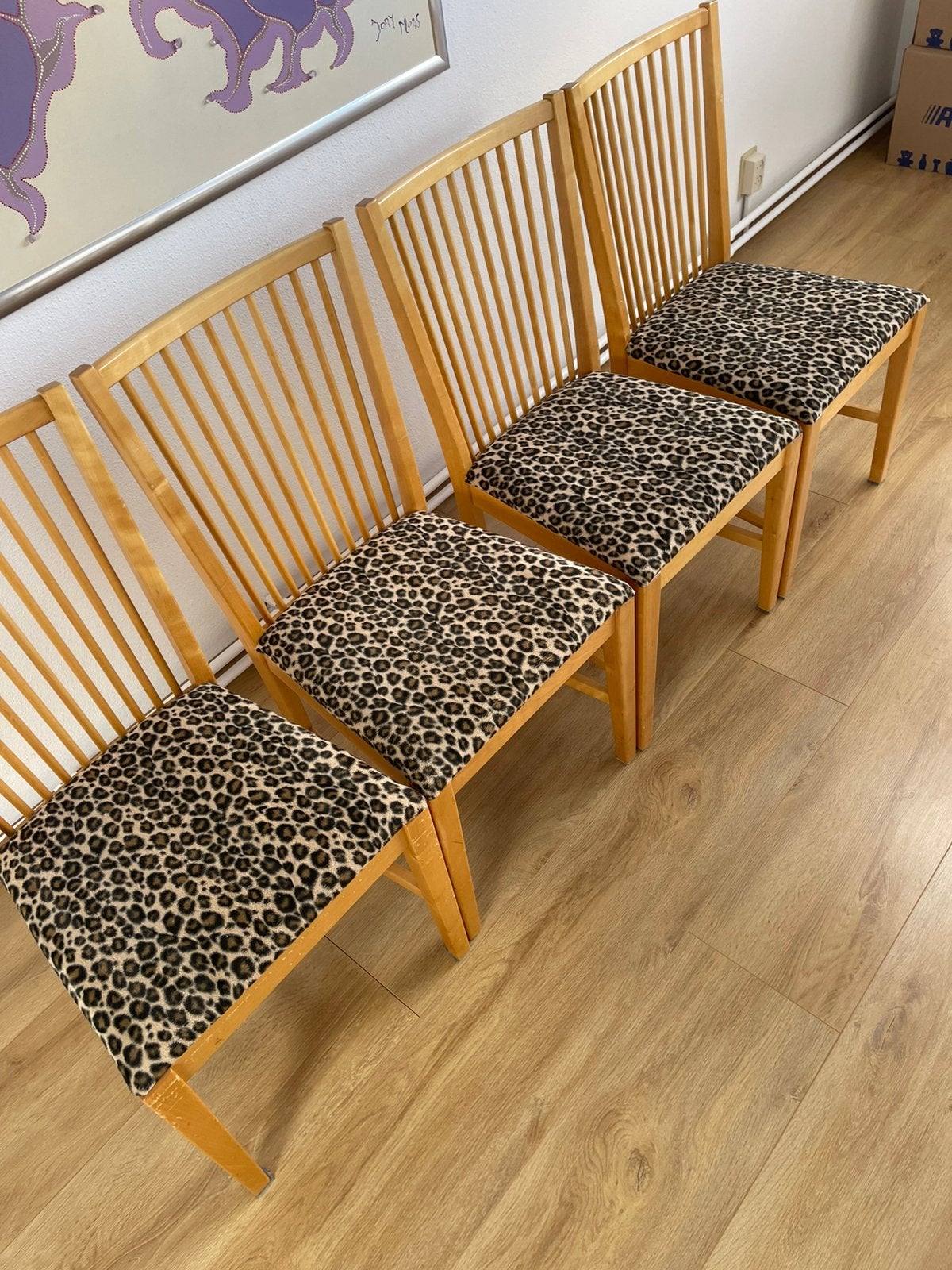 Houten eetkamer stoelen 4 stuks., Ophalen, Gebruikt, Bruin, Hout