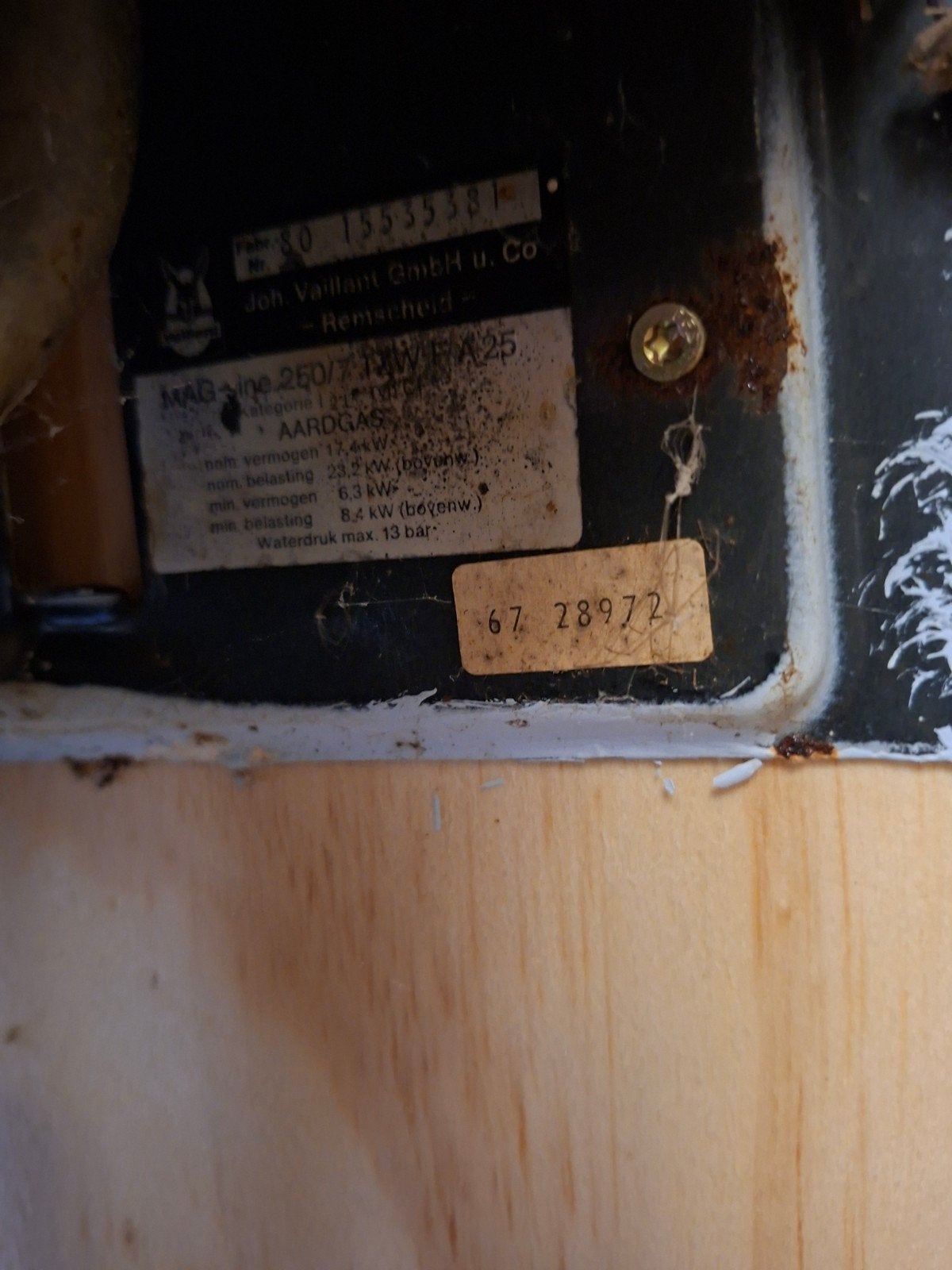 Vaillant MAG mini 250/7 XW A25 Geiser Aardgas, Doe-het-zelf en Verbouw, Ophalen, Gebruikt, Aardgas, Geiser