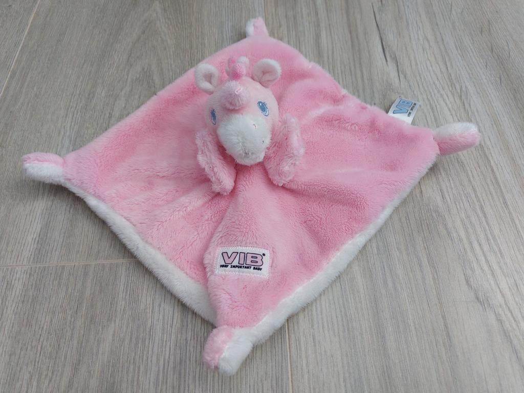 Knuffel knuffeldoekje vib unicorn eenhoorn roze baby L1699, Ophalen of Verzenden, Zo goed als nieuw, Beer