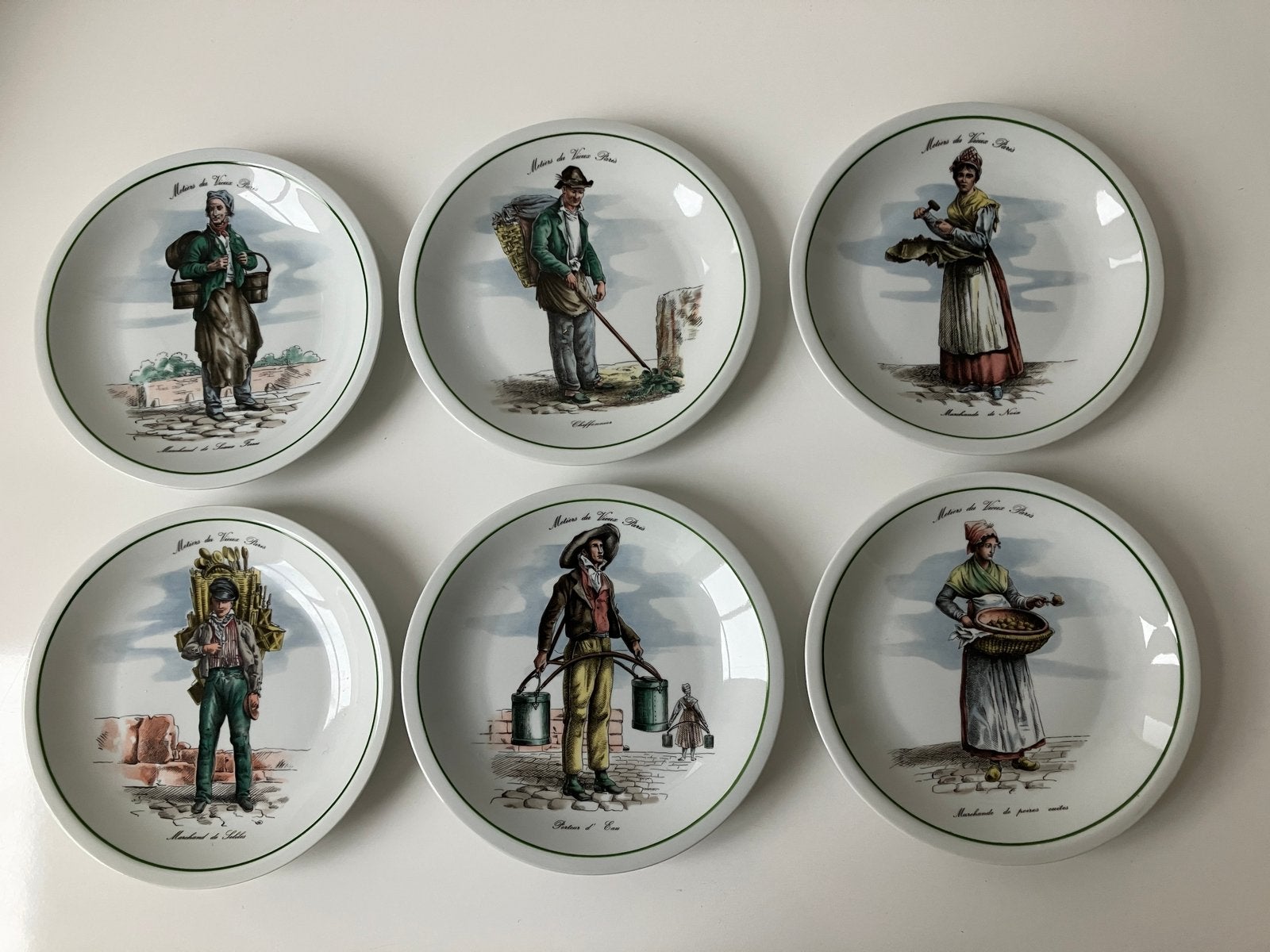 Complete set van 6 gave bordjes Porcelaine du Berry, Ophalen of Verzenden