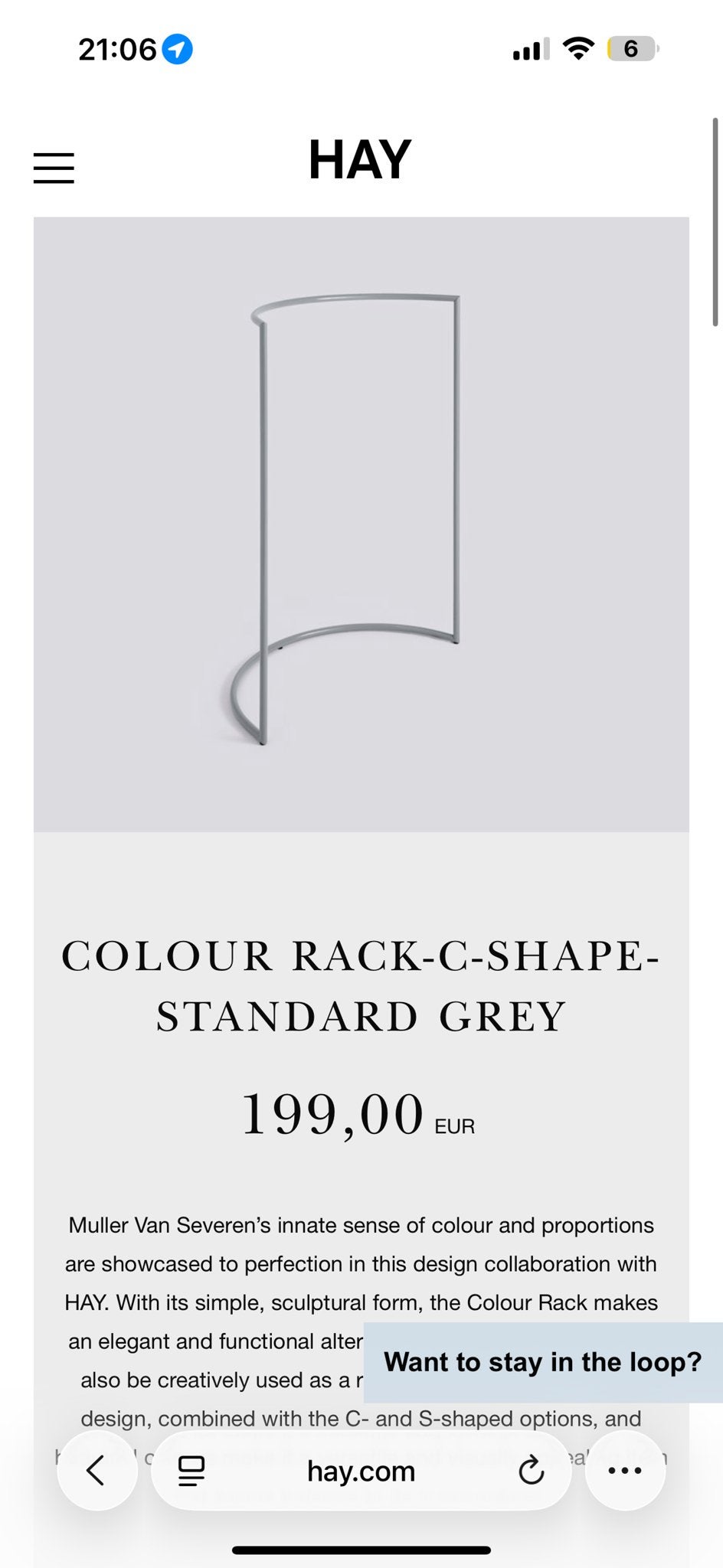 HAY Colour Rack-C-Shape-Standard Grey - Zo goed als nieuw, Kleding | Dames, Kledingrekken, Ophalen, Zo goed als nieuw