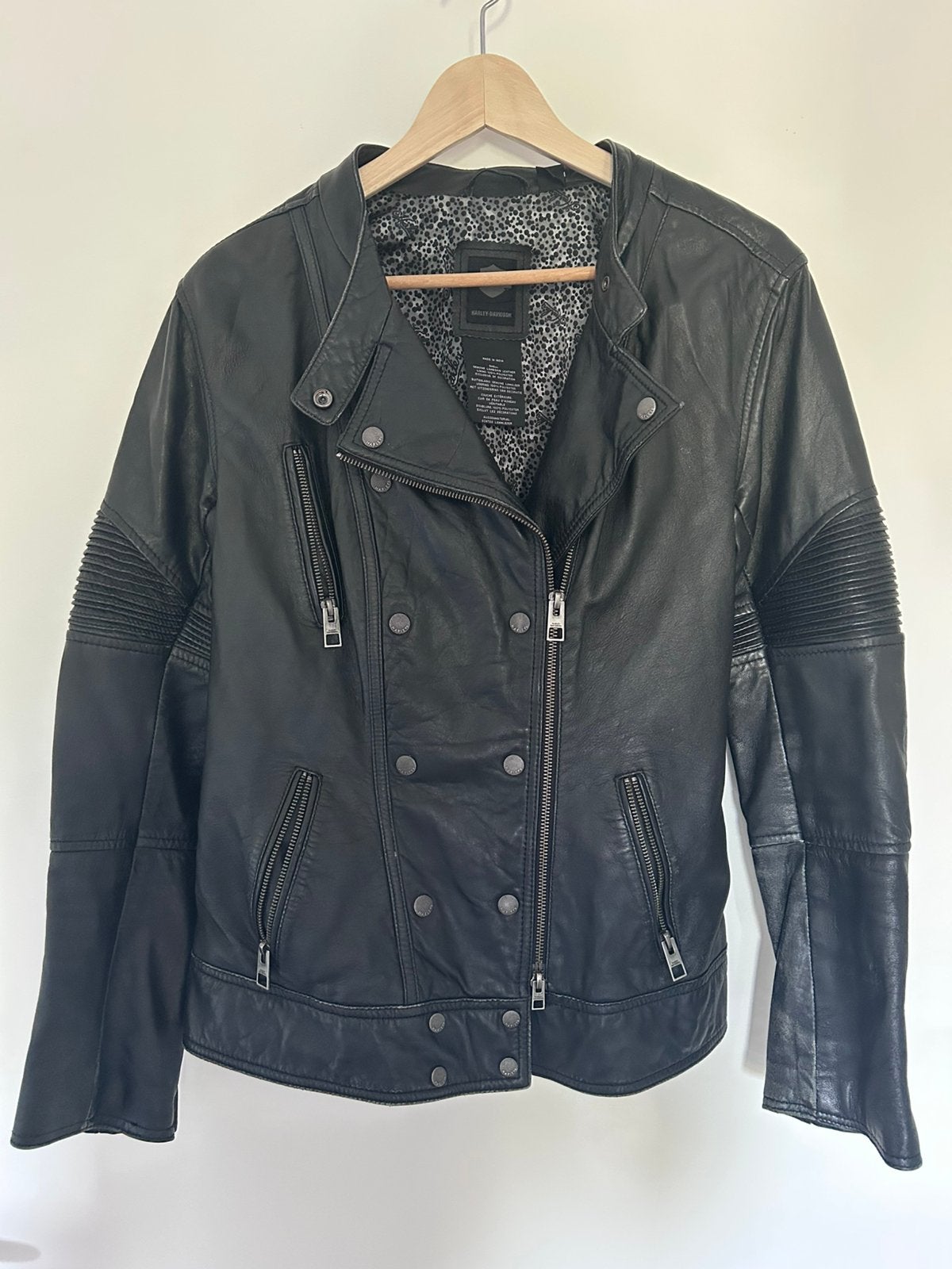 Harley-Davidson Lambskin Women Biker Jacket – Size M/L, Ophalen of Verzenden, Zo goed als nieuw, Zwart