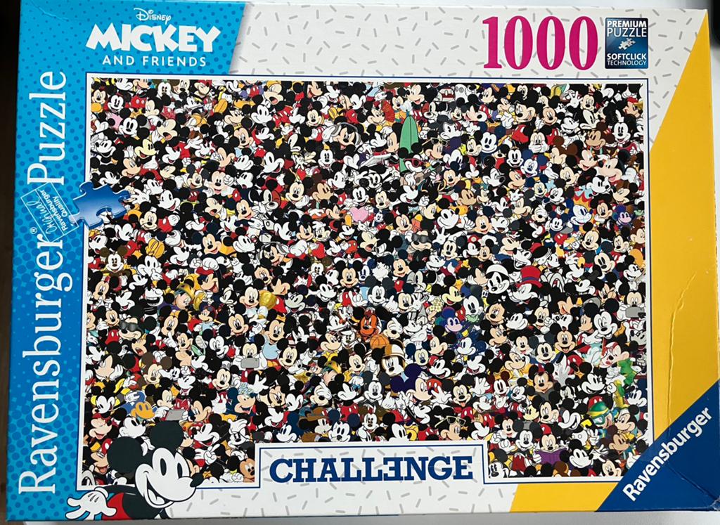 Legpuzzel Ravenburger, Challenge, Mickey and Friends 1000, Ophalen of Verzenden, 500 t/m 1500 stukjes, Zo goed als nieuw, Legpuzzel