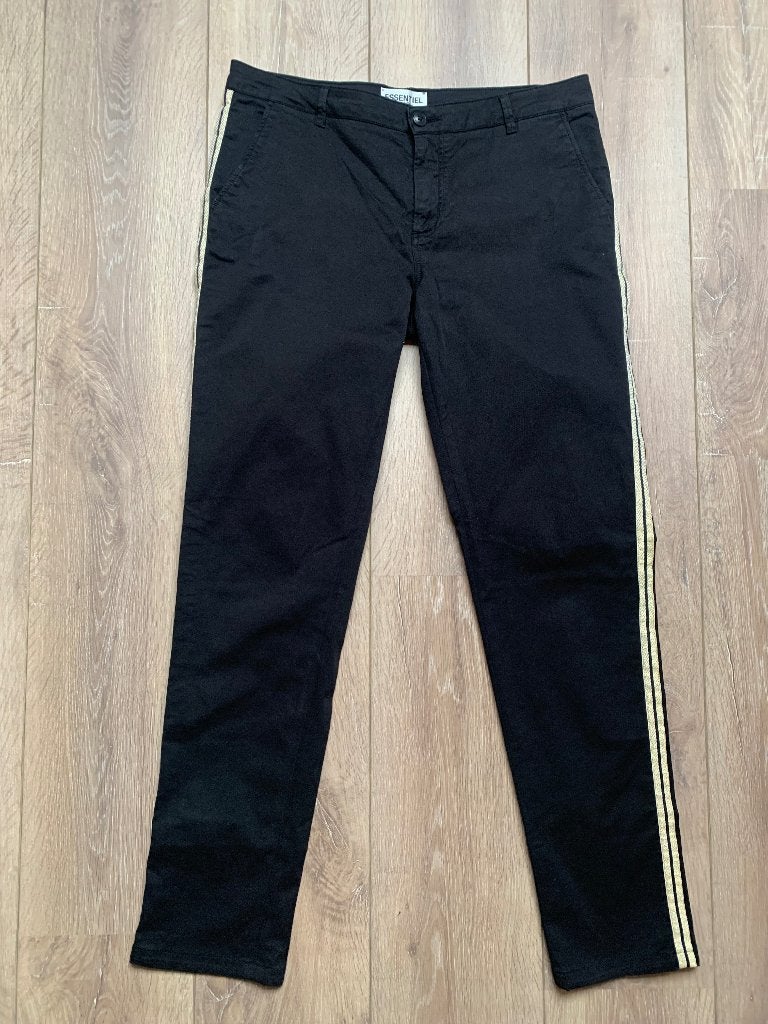 Essentiel Antwerp pantalon broek gouden bies zwart goud 40/L, Maat 38/40 (M), Verzenden, Zwart, Zo goed als nieuw