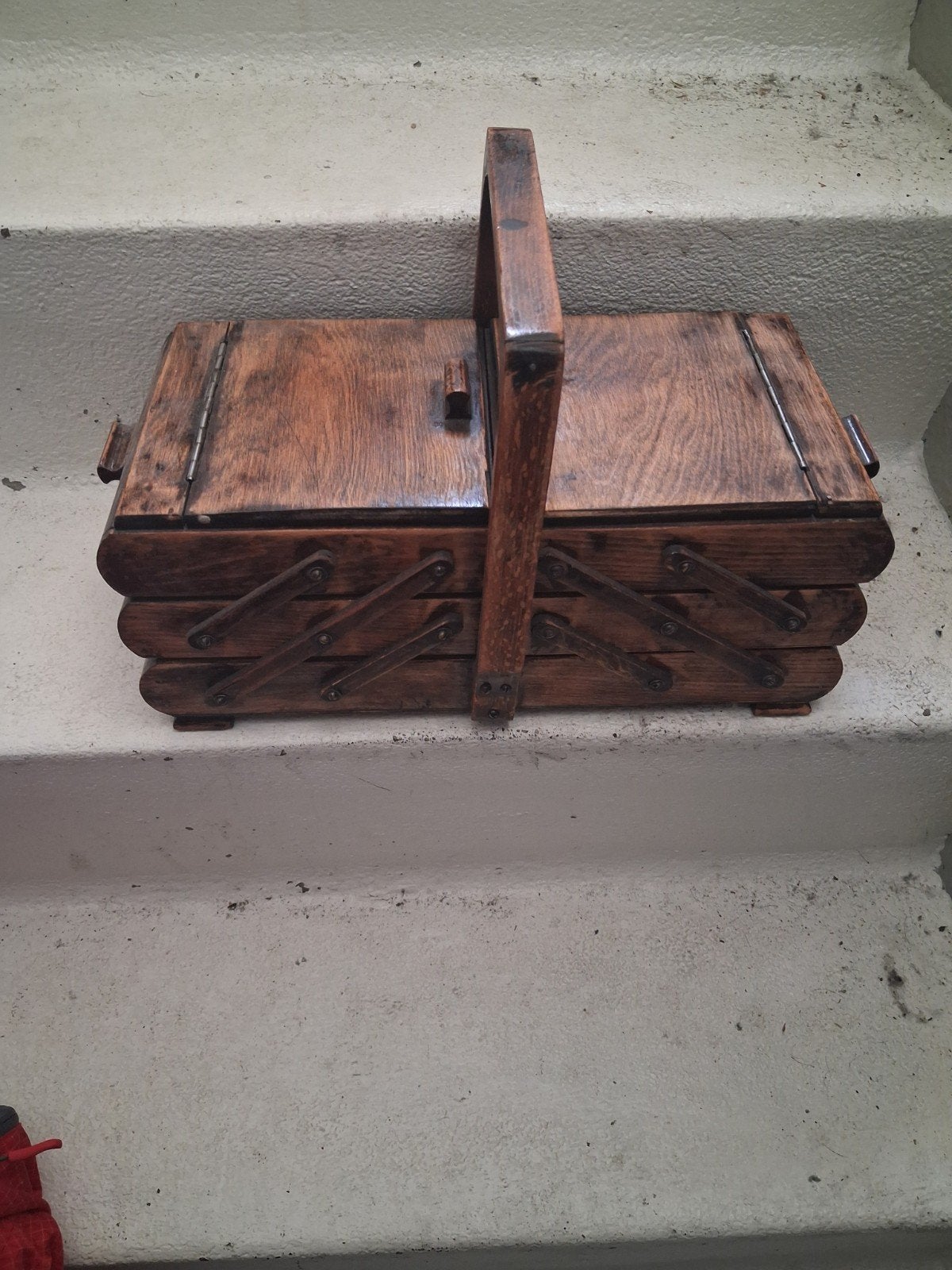 Vintage houten opslag doos, Ophalen