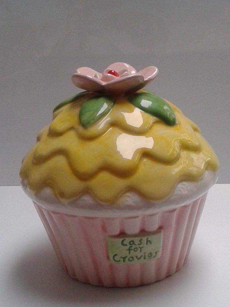 SPAARPOT <> Grote CUPCAKE van Keramiek 14 x 14 cm., Ophalen of Verzenden, Zo goed als nieuw, Steen, Aardewerk of Keramiek, Overige thema's