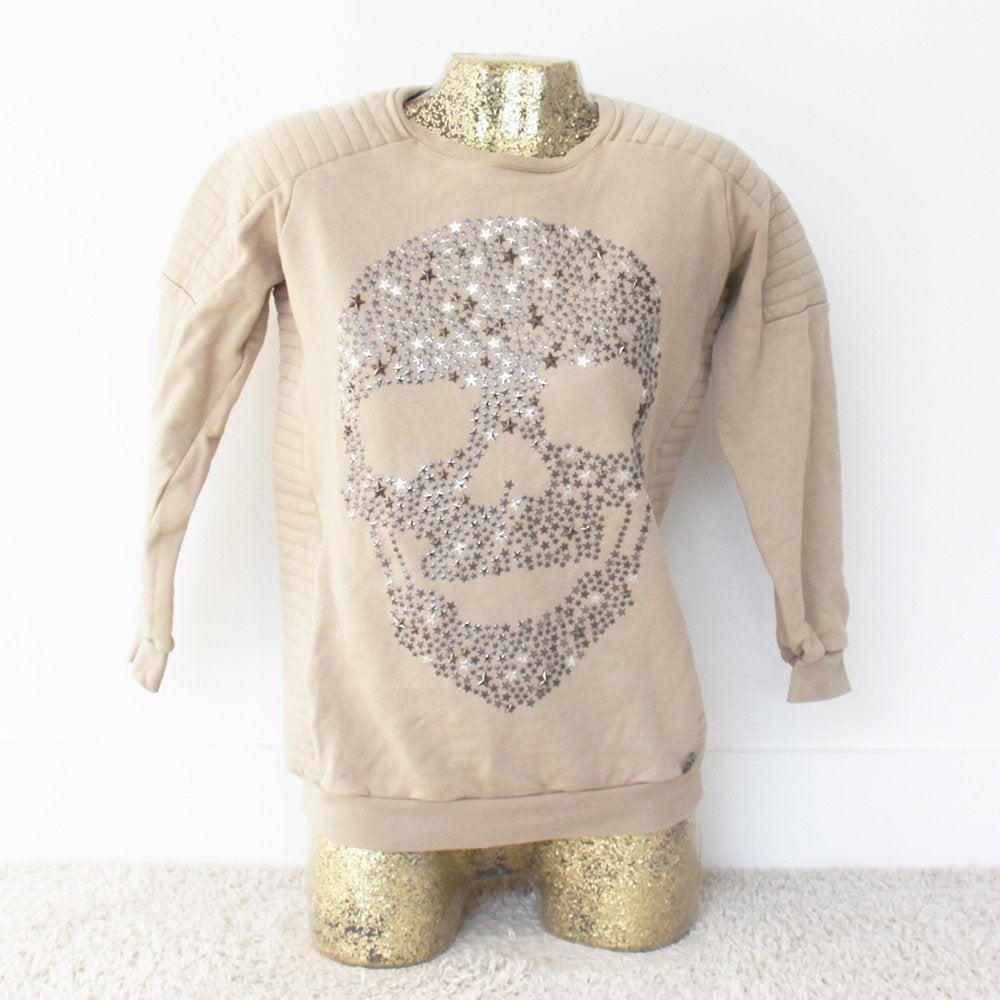 Mooie Philipp Plein Trui 100% Katoen (S) € 65,-, Beige, Ophalen of Verzenden, Zo goed als nieuw, Maat 36 (S)