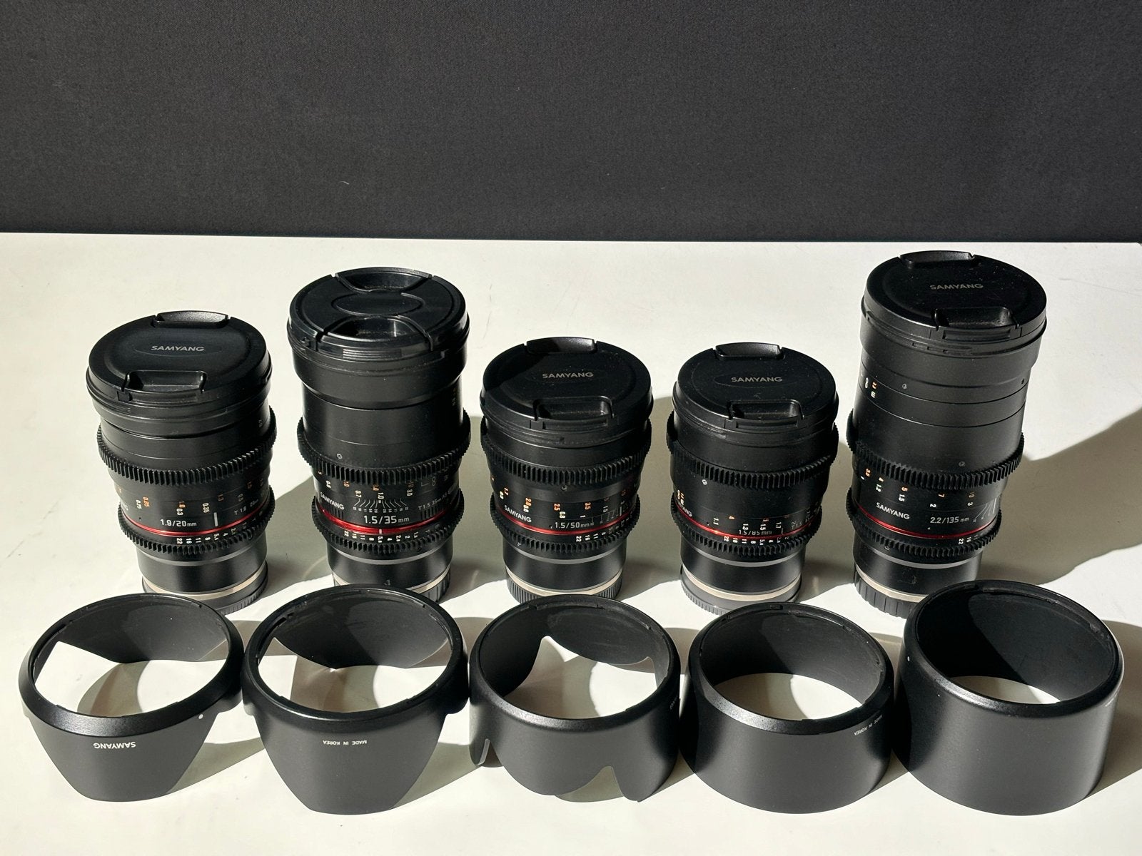 Samyang E-mount VDSLR Cine Lens Set - 20, 35, 50, 85, 135mm, Ophalen, Samyang, Standaardlens, Handmatige focus