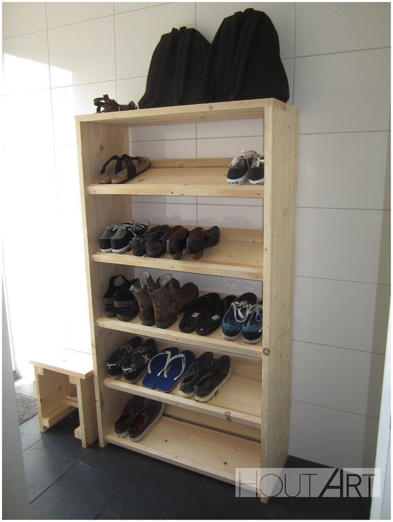 Schoenenrek / schoenenkast steigerhout, op maat gemaakt!