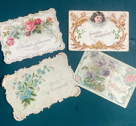Oude wenskaarten (4) uit 1920, Ophalen of Verzenden, Gebruikt