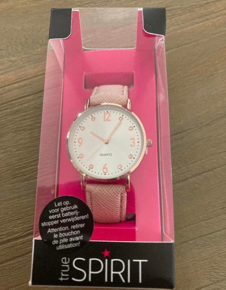 1 Nieuwe dames horloge True Spirit roze + batterij, Overige merken, Staal, Polshorloge, Ophalen of Verzenden
