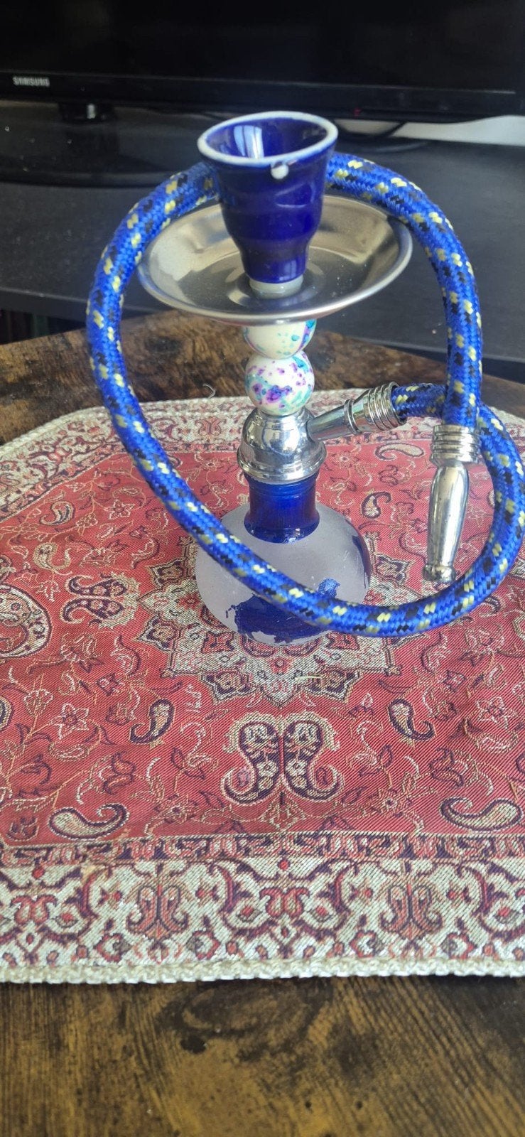Mooie blauwe waterpijp met slang, Ophalen of Verzenden