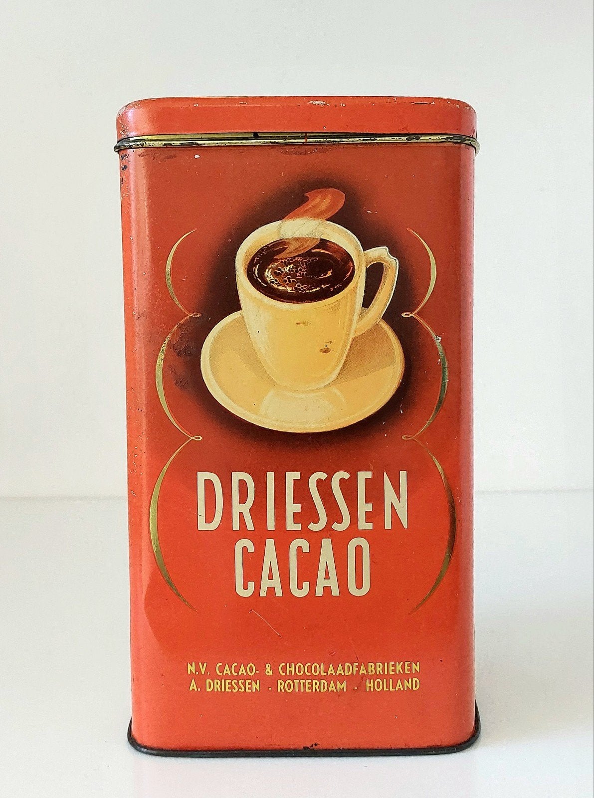 Oud Driessen Cacao Reclame Blik Rotterdam 500 gram, Verzamelen, Ophalen of Verzenden, Gebruikt