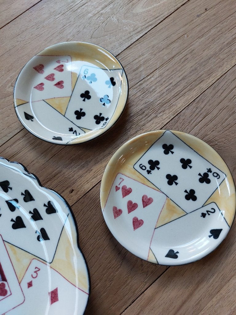 Borrel Tapas Set met Kaartmotief - Zo goed als nieuw, Huis en Inrichting, Keuken | Servies, Keramiek, Ophalen of Verzenden, Zo goed als nieuw