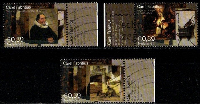Nederland nr. 2288-2290 Carel Fabritius 2004 gestempeld, Postzegels en Munten, Postzegels | Nederland, Verzenden, Na 1940, Gestempeld
