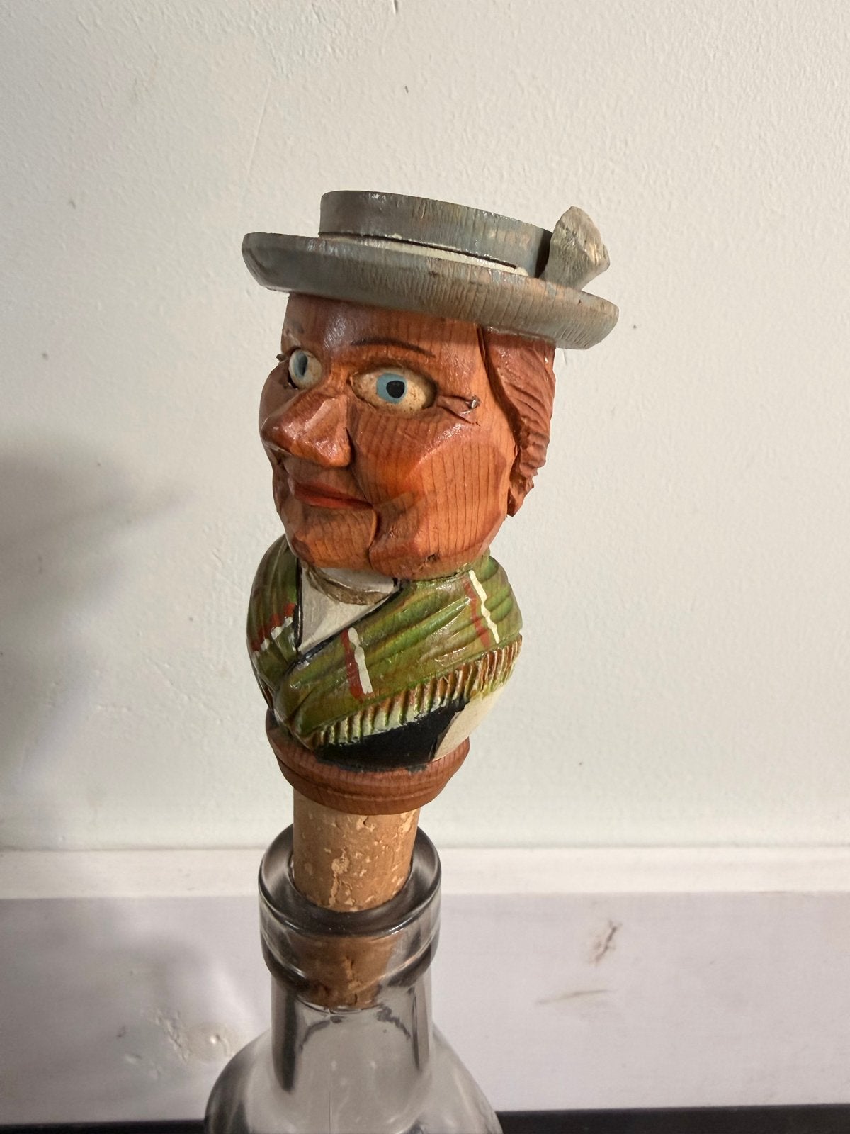 Gesigneerd houten flessenstop ‘Westerdorf', Antiek en Kunst, Overige onderwerpen, Minder dan 20 cm, Ophalen of Verzenden, Beeld