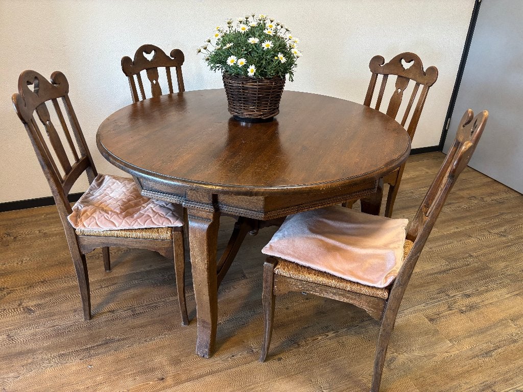 Ronde houten eettafel te koop -  klassieke landelijke stijl, Ophalen