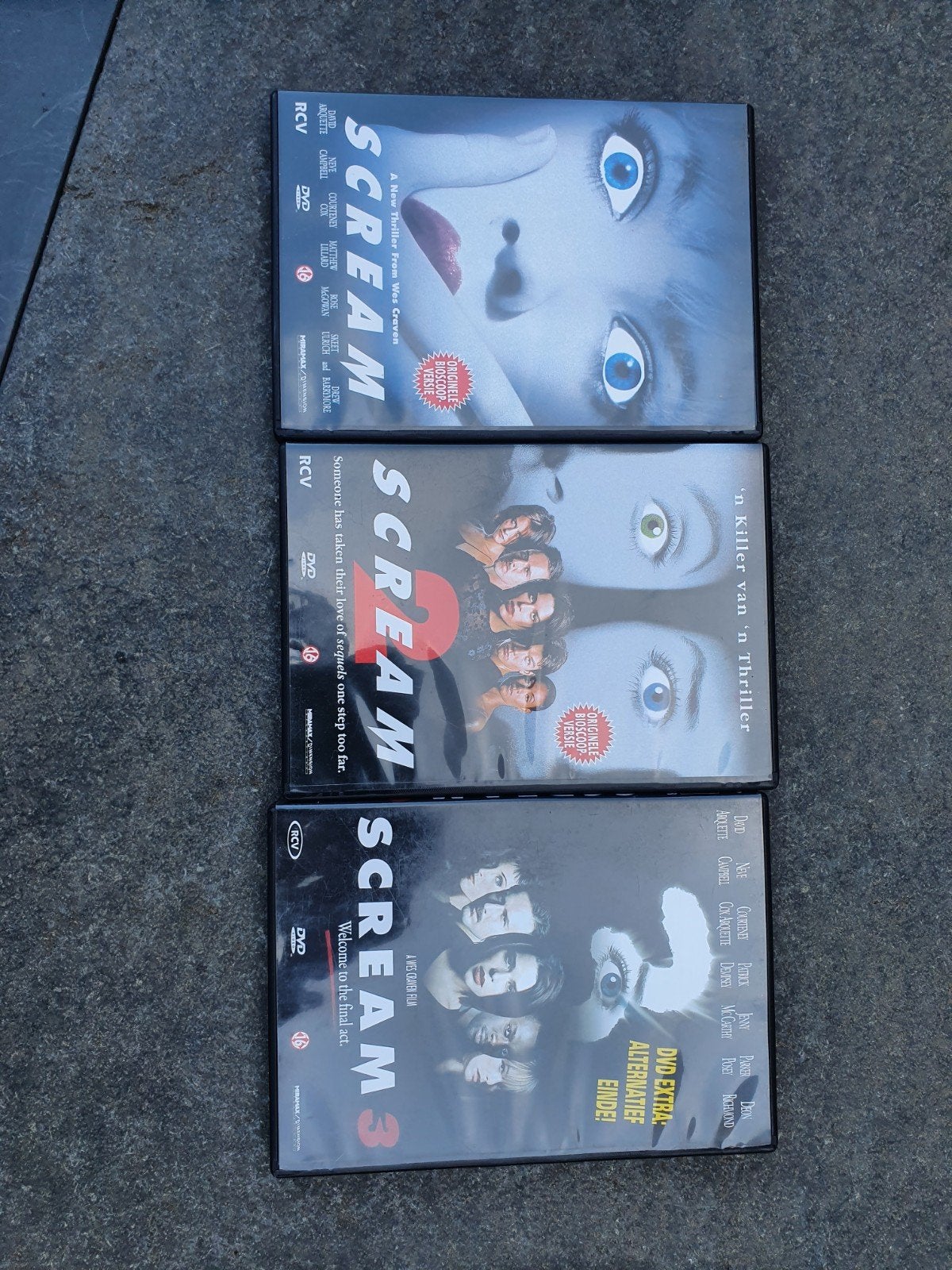 Scream 1, 2 en 3 DVD Boxset - Horror Klassiekers, Vanaf 16 jaar, Ophalen of Verzenden, Gebruikt, Slasher