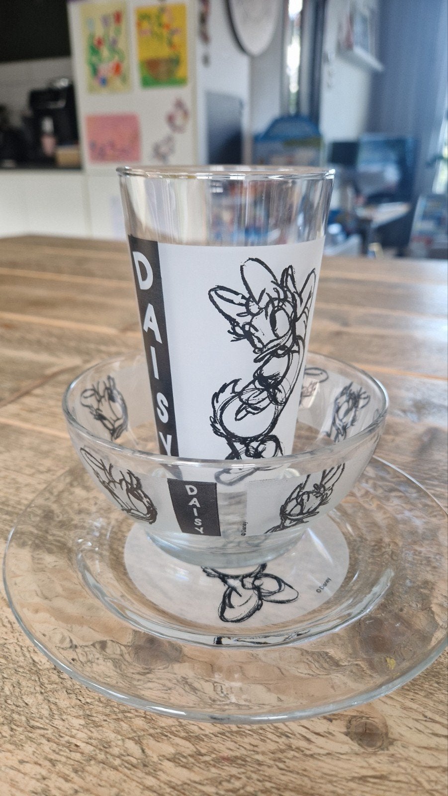 Vintage Disney glaswerk set - Daisy Duck - Disneyland, Ophalen, Overige figuren, Zo goed als nieuw, Servies