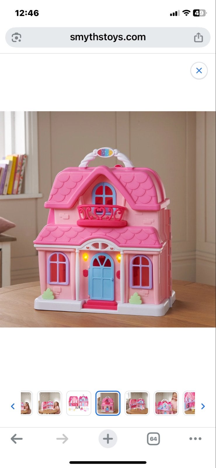 Roze Poppenhuis met Meubels en Poppen (Moeder ontbreekt), Ophalen of Verzenden, Gebruikt, Poppenhuis