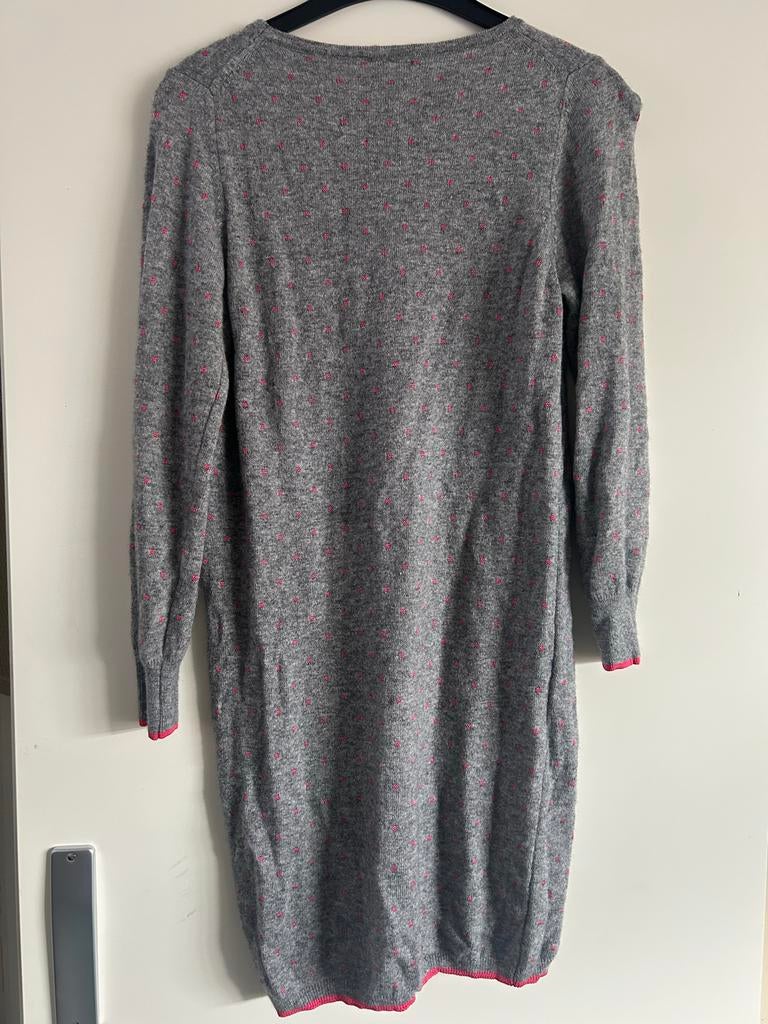 Grijze jurk met roze stippen, Maat 38/40 (M), Ophalen of Verzenden, Knielengte, Grijs