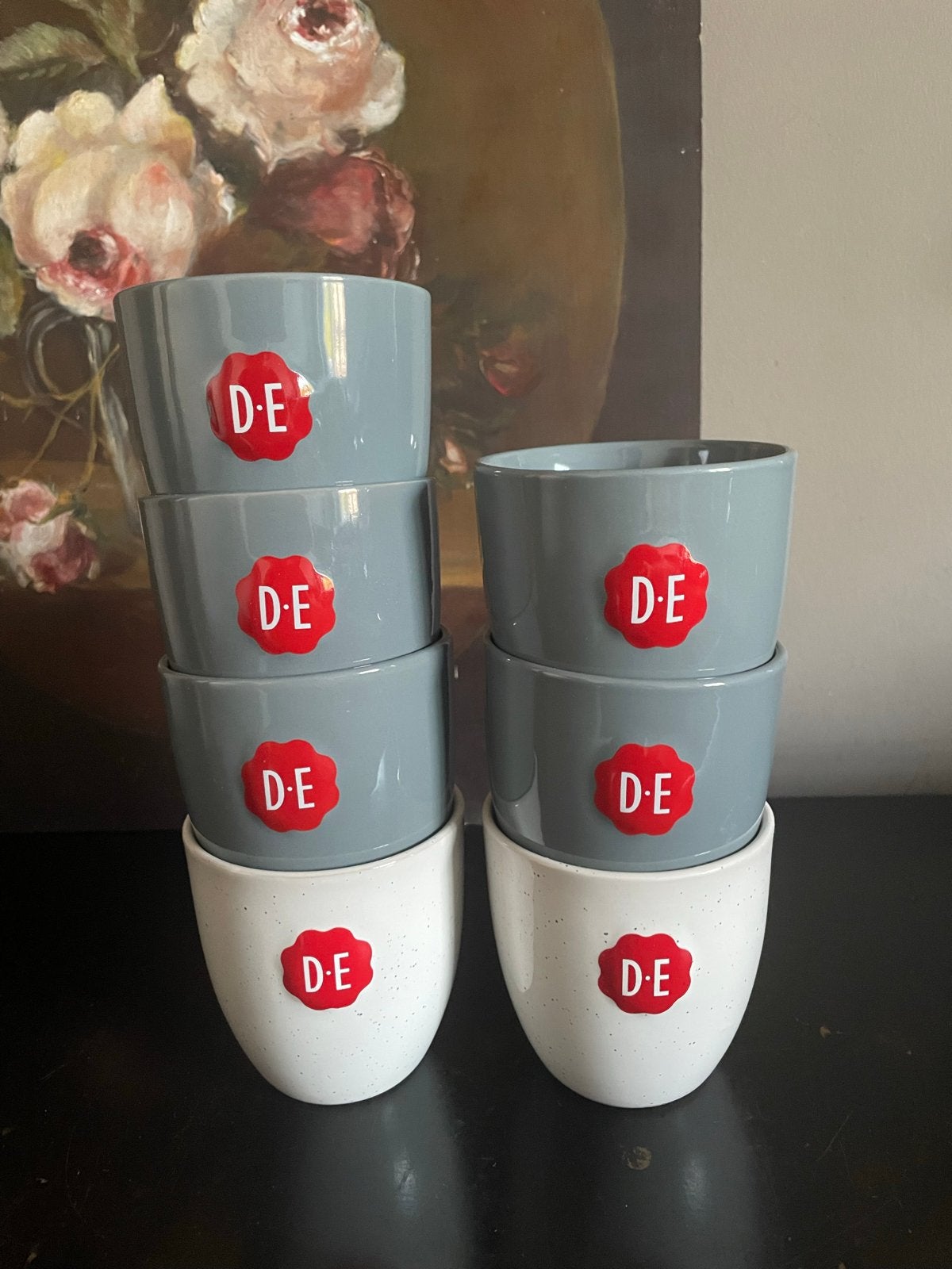 Douwe Egberts 7 bekers, Huis en Inrichting, Gebruikt, Overige merken, Keramiek, Overige stijlen
