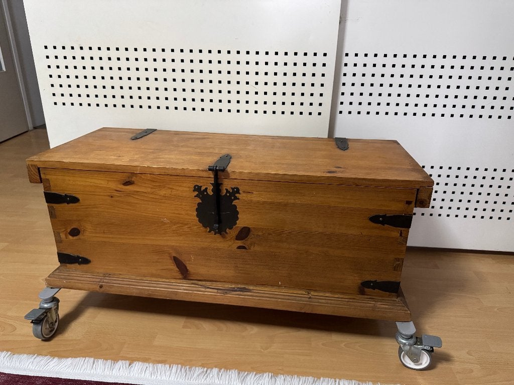 vintage Opbergkist ruw mangohout (94x39x35)cm ...dekenkist, Ophalen of Verzenden, Gebruikt, 50 tot 100 cm, Minder dan 50 cm