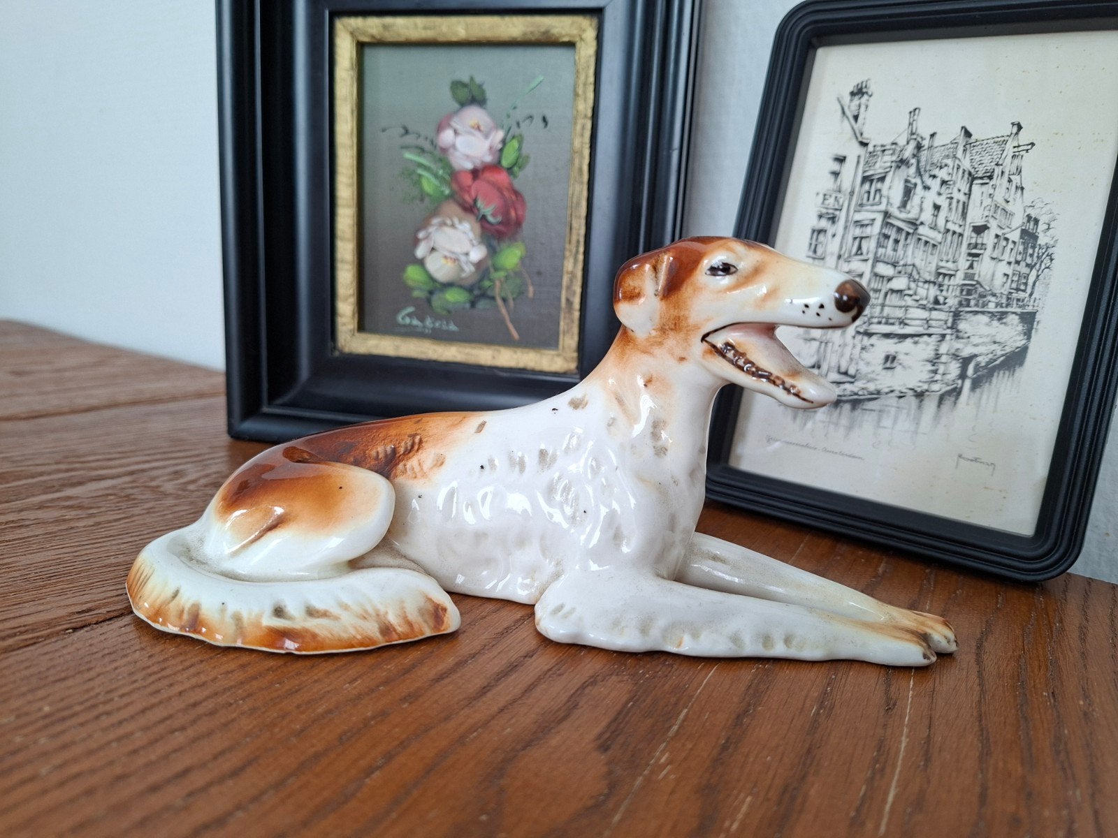 Stenen beeldje van een Barzoi/Windhond, Ophalen of Verzenden, Gebruikt, Dier