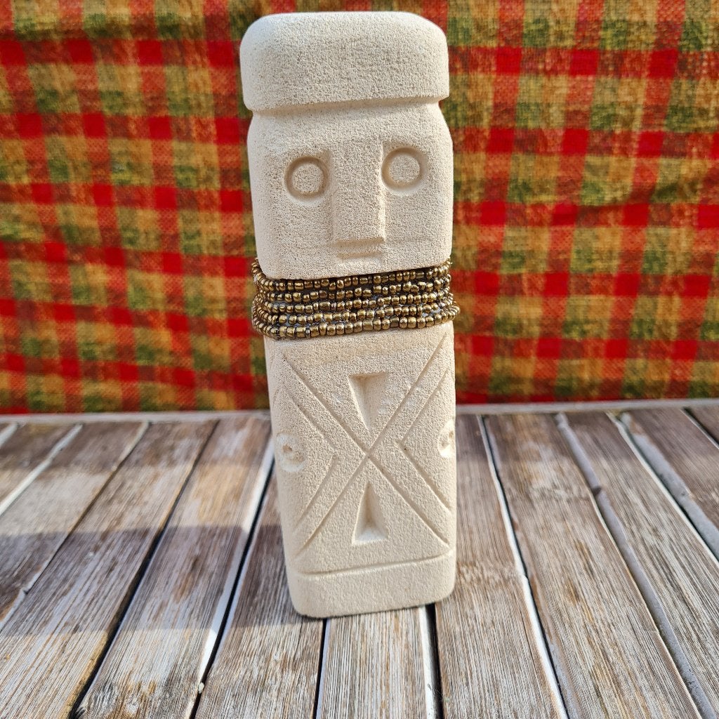 Bazar Bizar Stoneman Waxinelichthouder Bali I, Steen/keramiek, 16 cm, Beige, Ophalen of Verzenden
