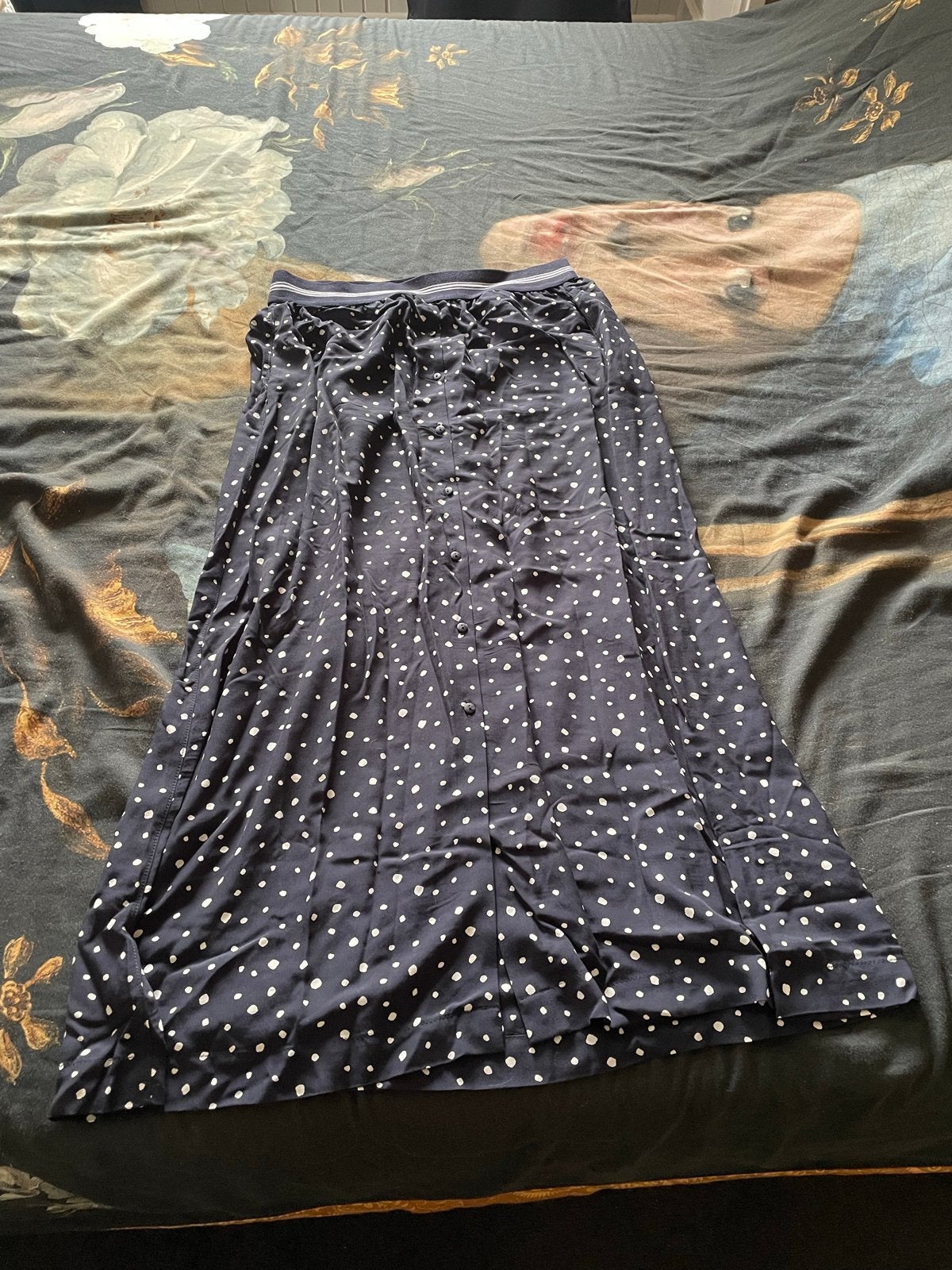 Anna Blue rok met stippen, zakken en knoopsluiting, zgan, Maat 38/40 (M), Blauw, Ophalen of Verzenden, Zo goed als nieuw