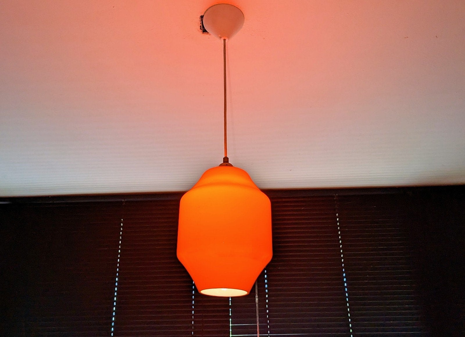 Glazen vintage hanglamp in de stijl van "venini" jaren 60s, Ophalen of Verzenden, Gebruikt, Glas, Vintage